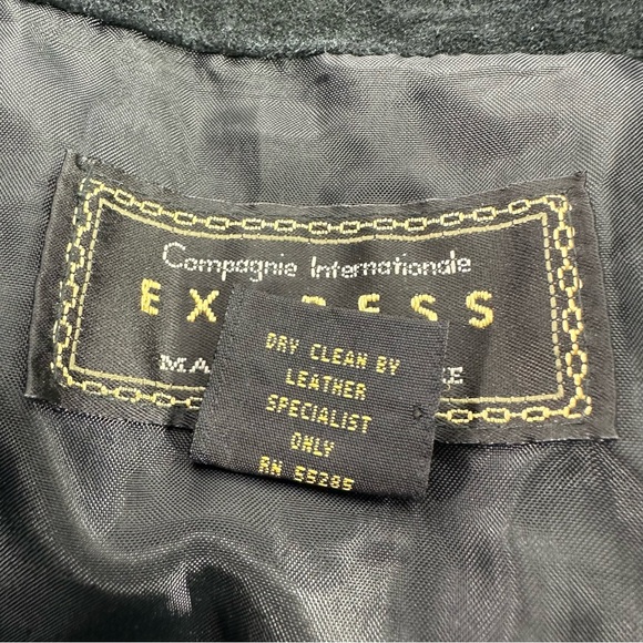 Express Leather Mini Skirt A-Line Button Fly Mid Rise Lined Black Biker Gothic - Picture 6 of 9